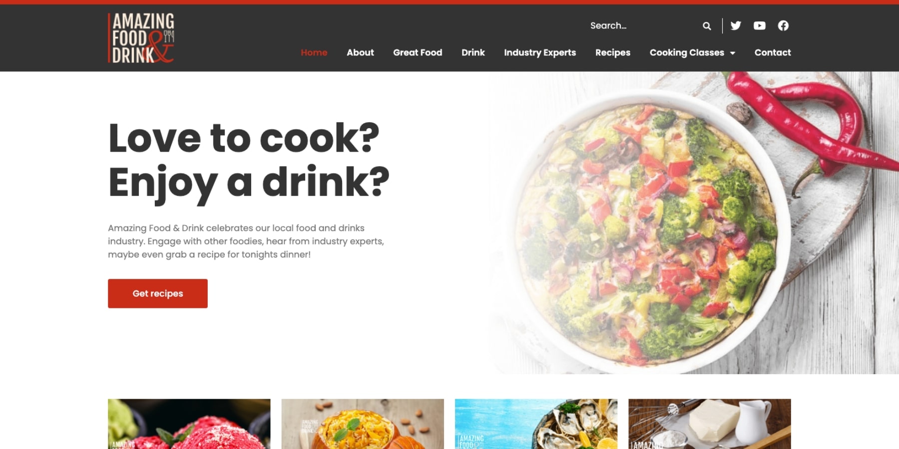 Screenshot Amazing Food and Drink Homepage