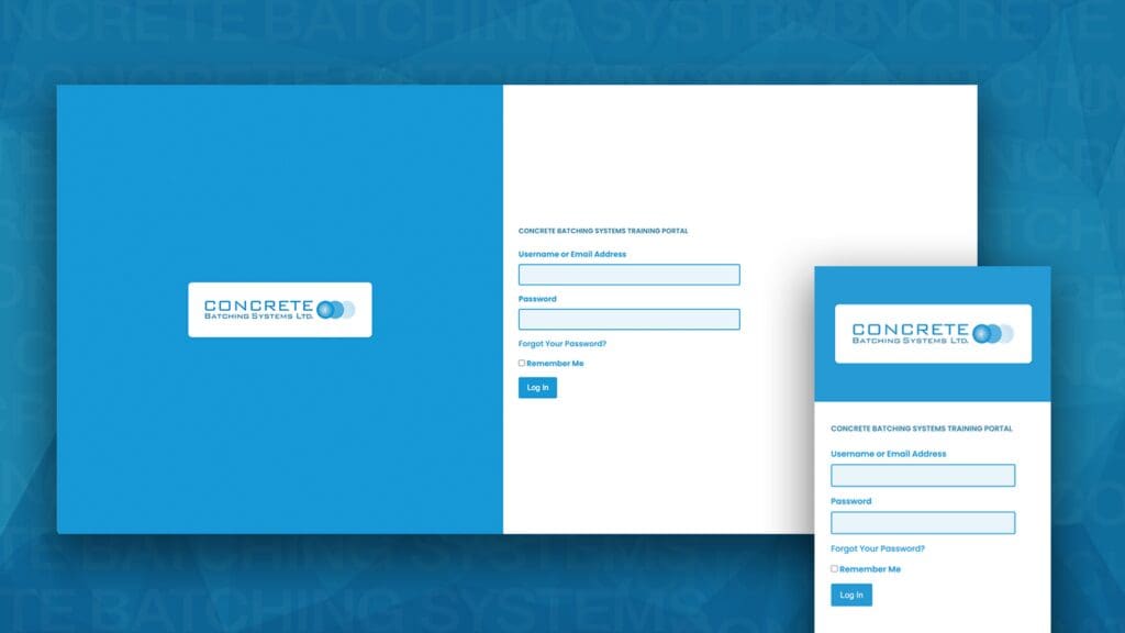 Screenshot of Desktop and Mobile of Concrete Batching Systems LMS