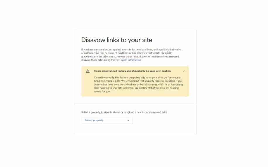 Google Disavowal tool screenshot
