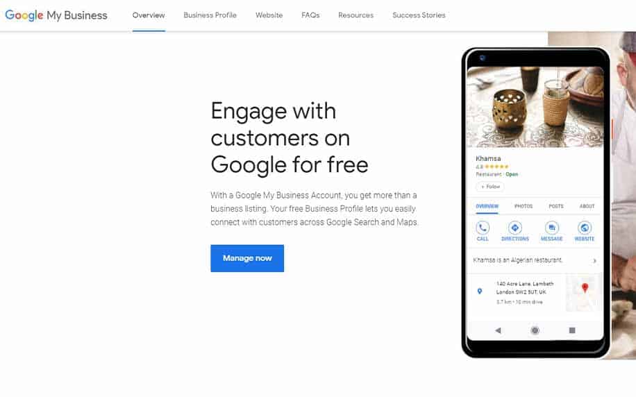 the homepage for Google My Business
