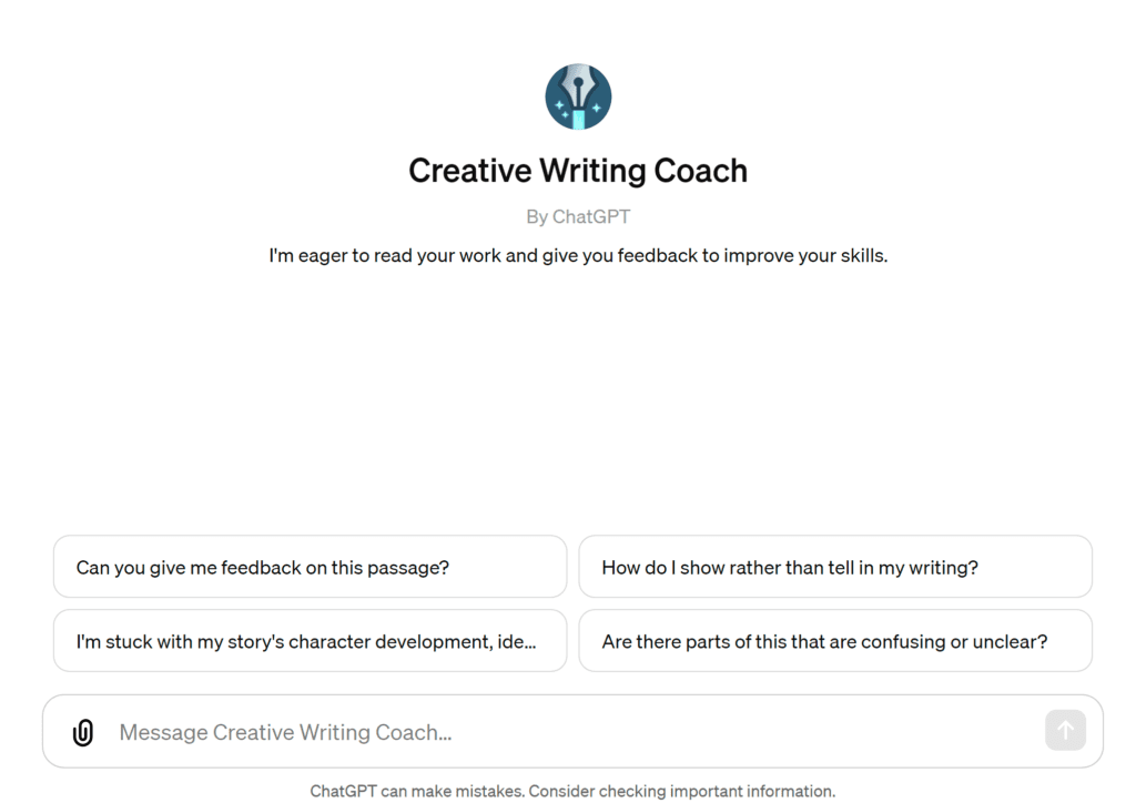 Writing Coach chat GPT