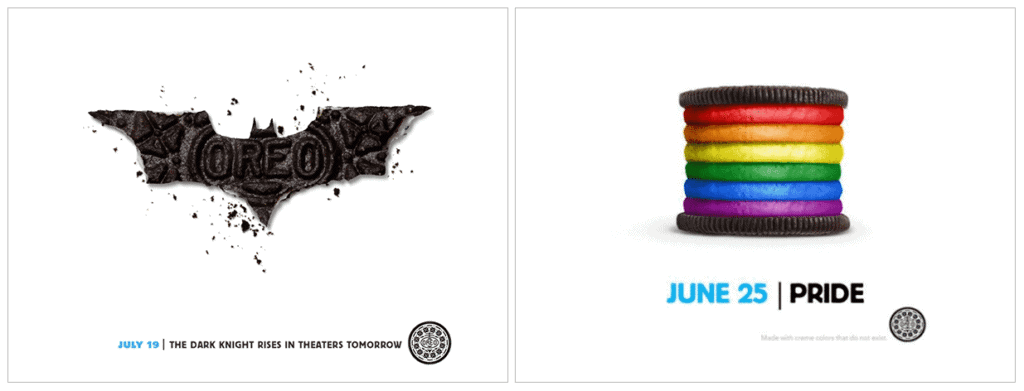 Oreo's collaborations with Pride Month and new Batman movie release to stay relevant.